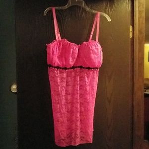Women’s Hot Pink Lace Chemise Nightdress
